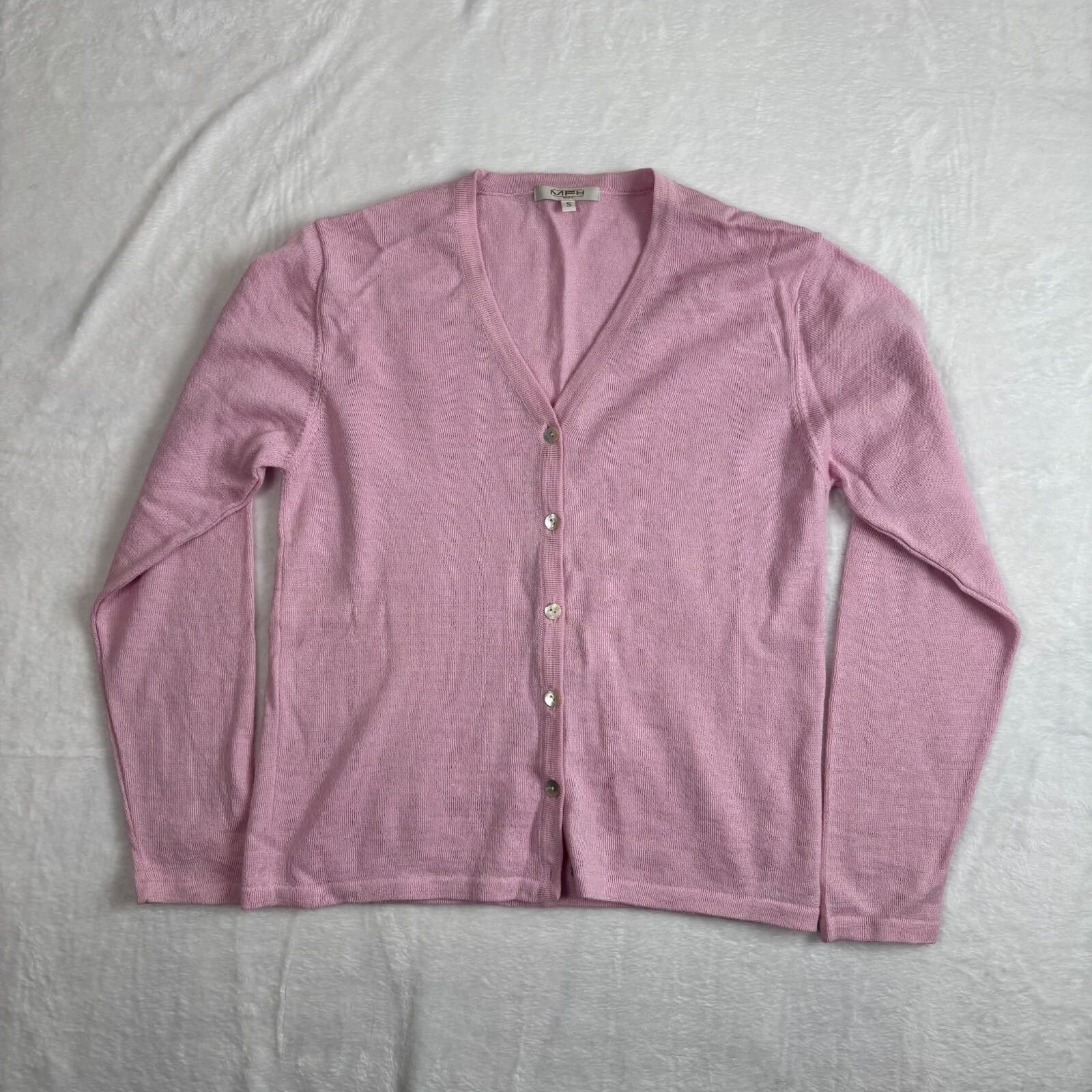Mfh Knits Pink Baby Alpaca Long Sleeve Button Front Cardigan Sweater Women Small